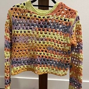 Multi colored crocheted sweater